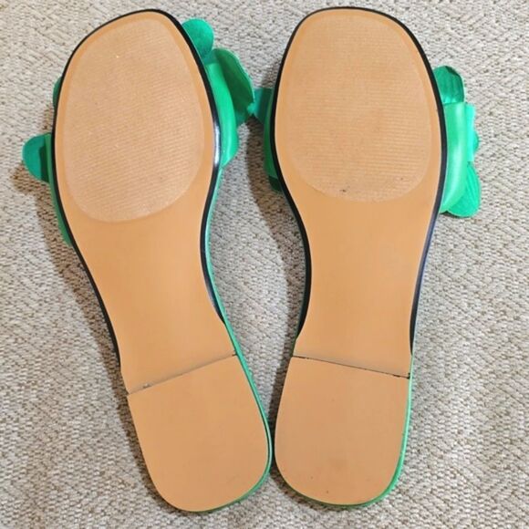 Steve Madden Melena Green Suede Flower Flat Slide Sandals - Size 7.5 - Picture 6 of 12